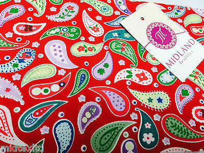 Paisley Print 100% Cotton Poplin Fabric, 45" Craft Cotton Wide M25 Mtex - Midland Textiles & Fabric