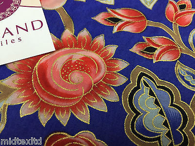 Rose Design With Gold Foil 100% Cotton Lawn Dress fabric 58' wide  M273 Mtex - Midland Textiles & Fabric