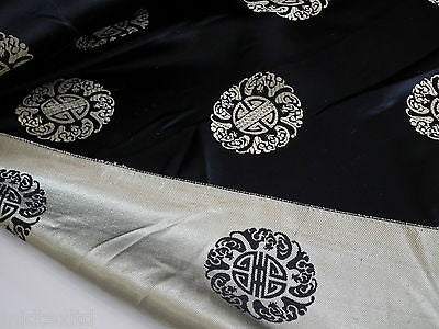 Chinese Fortune Medallion Print Silky Satin Fabric 45' Wide M59 - Midland Textiles & Fabric