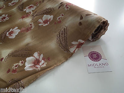Brown Paisley Leaf Print With Pastel Flower Georgette Chiffon 58' Wide. M145-10 - Midland Textiles & Fabric