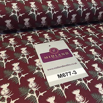 Wine Highland Scottish Tartan 100% Cotton craft and quilting Fabric 45' M677 - Midland Textiles & Fabric