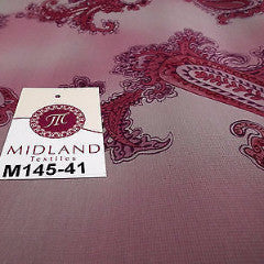 Pink Paisley Printed chiffon Dress fabric 45' M145-41 Mtex - Midland Textiles & Fabric