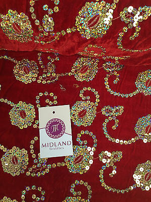 Gold Sequin Embellished Scalloped edge Micro Velvet 40' Wide  M47 Mtex - Midland Textiles & Fabric