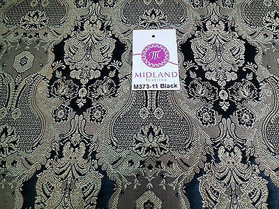Indian Banarsi Gold Metallic Ornamental floral brocade fabric M373 Mtex 40' wide - Midland Textiles & Fabric