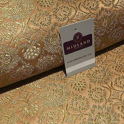 Indian Banarsi Gold Floral Faux Silk Brocade Fabric 44 ' M711 Mtex - Midland Textiles & Fabric