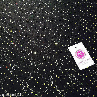 Crochet Stretch Lace Fabric with Silver sequins 58' M73 Mtex Brown or Black - Midland Textiles & Fabric