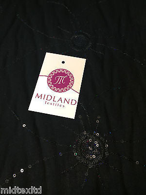 Black Viscose shiny sequin and thread design dress fabric M80-3 Mtex - Midland Textiles & Fabric