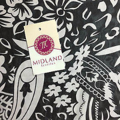Black and White Paisley Floral Semi transparent chiffon 44" wide M161-19 Mtex - Midland Textiles & Fabric