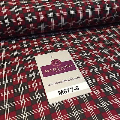 Wine Highland Scottish Tartan 100% Cotton craft and quilting Fabric 45' M677 - Midland Textiles & Fabric