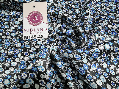 Floral Ditsy Printed Silky Smooth Satin Dress Fabric 58' Wide M145-46-47-48 - Midland Textiles & Fabric
