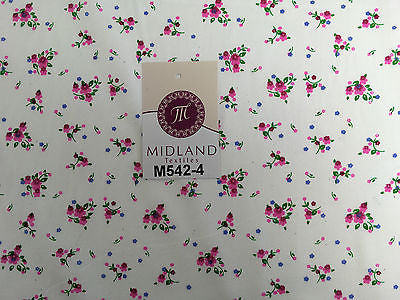 Ditsy Floral Printed on white Super Soft Polycotton Fabric 45' Wide M542 Mtex - Midland Textiles & Fabric