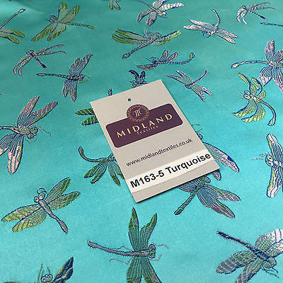 CHINESE ORIENTAL GOLD DRAGONFLY BROCADE SILKY SATIN DRESS FABRIC 44' M163 - Midland Textiles & Fabric