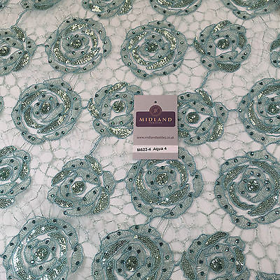 Vintage embellished Mesh net Double scalloped edging Dress Fabric 58' Wide M622 - Midland Textiles & Fabric