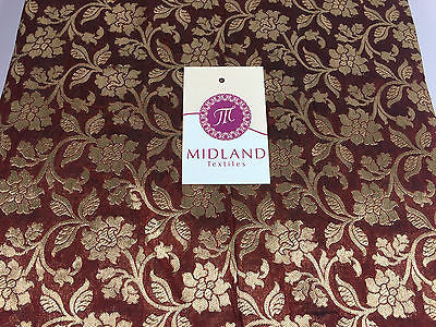 Pure Silk Indian Banarsi Floral Woven Golden Metallic Brocade 45' M260 Mtex - Midland Textiles & Fabric