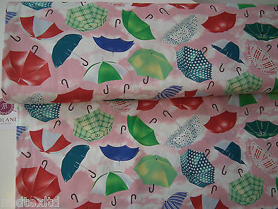 Umbrella Print 100% Cotton Poplin Fabric, 45' Wide. Craft Cotton M26 Mtex - Midland Textiles & Fabric