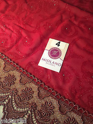 Vintage floral Uragiri scalloped edging dress fabric with clear stones M188 Mtex - Midland Textiles & Fabric