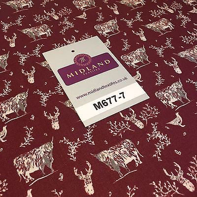 Wine Highland Scottish Tartan 100% Cotton craft and quilting Fabric 45' M677 - Midland Textiles & Fabric