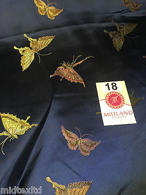 CHINESE ORIENTAL BUTTERFLY BROCADE SILKY SATIN DRESS FABRIC 44' wide Mtex M57 - Midland Textiles & Fabric
