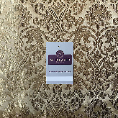 Indian Floral gold metallic banarsi brocade faux silk fabric 44' Wide M692 - Midland Textiles & Fabric