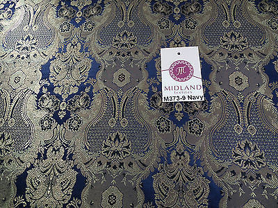 Indian Banarsi Gold Metallic Ornamental floral brocade fabric M373 Mtex 40' wide - Midland Textiles & Fabric