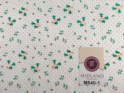 Floral vintage small dot print on white Polycotton fabric 45" Wide M540 Mtex - Midland Textiles & Fabric