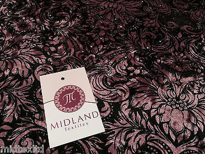 Ornamental Print two way Stretch Glitter Velor Velvet 58' M16-10 and M16-11 Mtex - Midland Textiles & Fabric