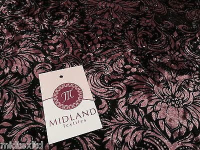 Ornamental Print two way Stretch Glitter Velor Velvet 58" M16-10 and M16-11 Mtex - Midland Textiles & Fabric