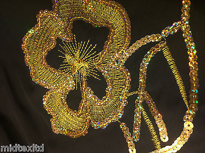 Black Georgette with floral sequins and scalloped edging dress fabric 54' Mtex - Midland Textiles & Fabric