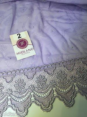 Vintage floral Uragiri scalloped edging dress fabric with clear stones M188 Mtex - Midland Textiles & Fabric