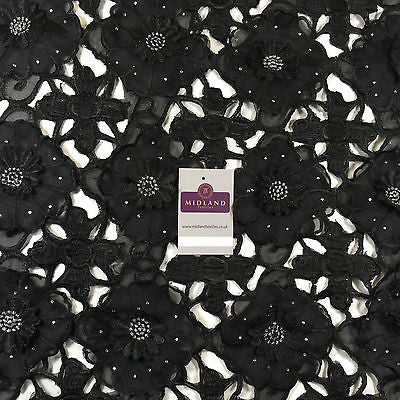 3d Floral chiffon applique embroidery dress wedding fabric 55' Wide  M716 Mtex - Midland Textiles & Fabric