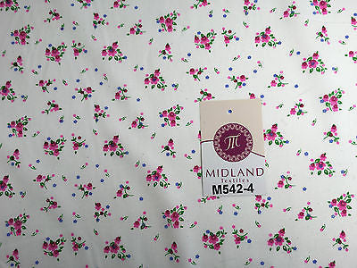 Ditsy Floral Printed on white Super Soft Polycotton Fabric 45' Wide M542 Mtex - Midland Textiles & Fabric