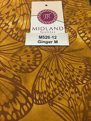 Large Butterfly Melody Print Fabric 5620 100% Cotton 44' Wide M526 Mtex - Midland Textiles & Fabric
