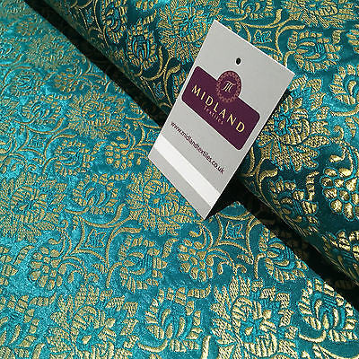 Indian Banarsi Gold Floral Faux Silk Brocade Fabric 44 ' M711 Mtex - Midland Textiles & Fabric