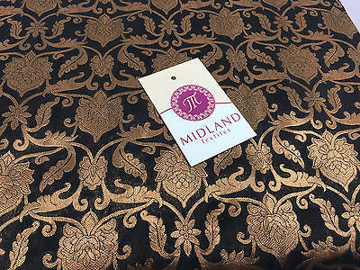 Pure Silk Indian Banarsi Floral Woven Golden Metallic Brocade 45' M260 Mtex - Midland Textiles & Fabric