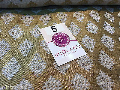 Indian Gold paisley flower banarsi metallic brocade fabric 44' M390 Mtex - Midland Textiles & Fabric