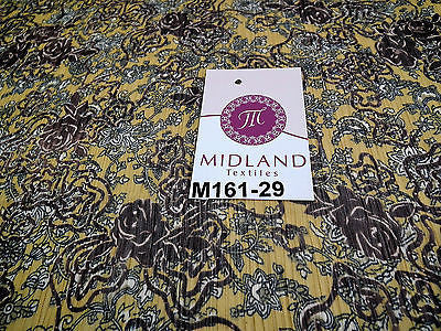 Mustard floral printed crinkle chiffon chiffon Fabric 44' wide M161-29 Mtex - Midland Textiles & Fabric