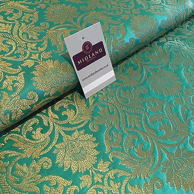 Indian Floral gold metallic banarsi brocade faux silk fabric 44' Wide M692 - Midland Textiles & Fabric