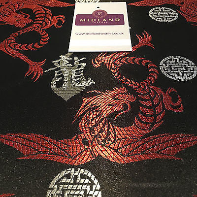 Chinese Dragon with Chinese Words brocade Silky Satin dress fabric 45' M395 Mtex - Midland Textiles & Fabric