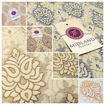Indian Banarsi Floral Ornamental Motif Woven Brocade fabric 44' M242 Mtex - Midland Textiles & Fabric