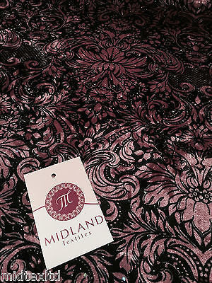 Ornamental Print two way Stretch Glitter Velor Velvet 58' M16-10 and M16-11 Mtex - Midland Textiles & Fabric