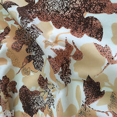 Beige And Brown Leaf Print  Crepe Fabric Dressmaking Fabric M145-8 Mtex - Midland Textiles & Fabric