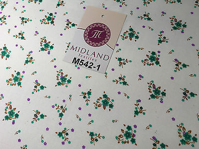 Ditsy Floral Printed on white Super Soft Polycotton Fabric 45" Wide M542 Mtex - Midland Textiles & Fabric