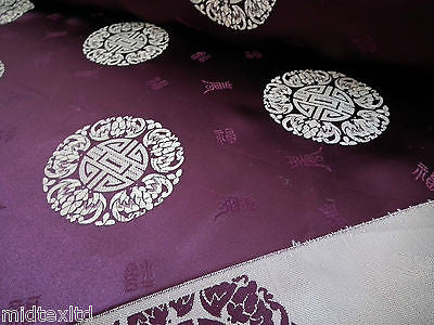 Chinese Fortune Medallion Print Silky Satin Fabric 45' Wide M59 - Midland Textiles & Fabric