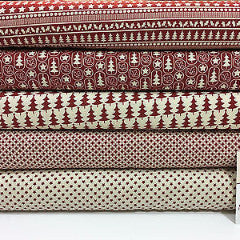 Red Scandi 100% Cotton Christmas themed Patchwork and Crafting  Fabric 45" Mtex - Midland Textiles & Fabric