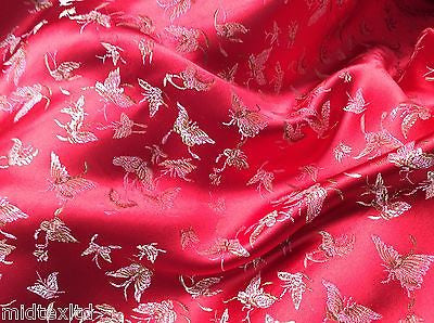 CHINESE ORIENTAL BUTTERFLY BROCADE SILKY SATIN DRESS FABRIC 44' wide Mtex M57 - Midland Textiles & Fabric