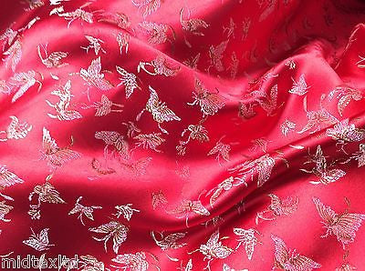 CHINESE ORIENTAL BUTTERFLY BROCADE SILKY SATIN DRESS FABRIC 44" wide Mtex M57 - Midland Textiles & Fabric
