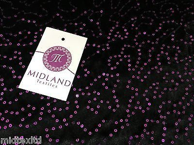 Black Velvet with sequins fabric 58"wide per metre Red-Blue-Green-Pink M15 Mtex - Midland Textiles & Fabric