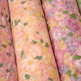 FLORAL POLYCOTTON PRINT FABRIC SMALL FLOWERS GREEN PINK BABY PINK PEACH M33 Mtex - Midland Textiles & Fabric