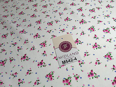 Ditsy Floral Printed on white Super Soft Polycotton Fabric 45' Wide M542 Mtex - Midland Textiles & Fabric