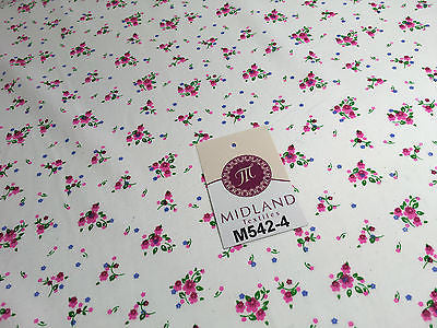 Ditsy Floral Printed on white Super Soft Polycotton Fabric 45" Wide M542 Mtex - Midland Textiles & Fabric